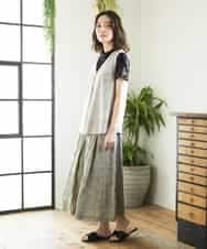 NHHGE53390 GIANNI LO GIUDICE(小さいサイズ)(メゾン ドゥ サンク) [セットアップ対応]シャドーチェックスカート グリーン