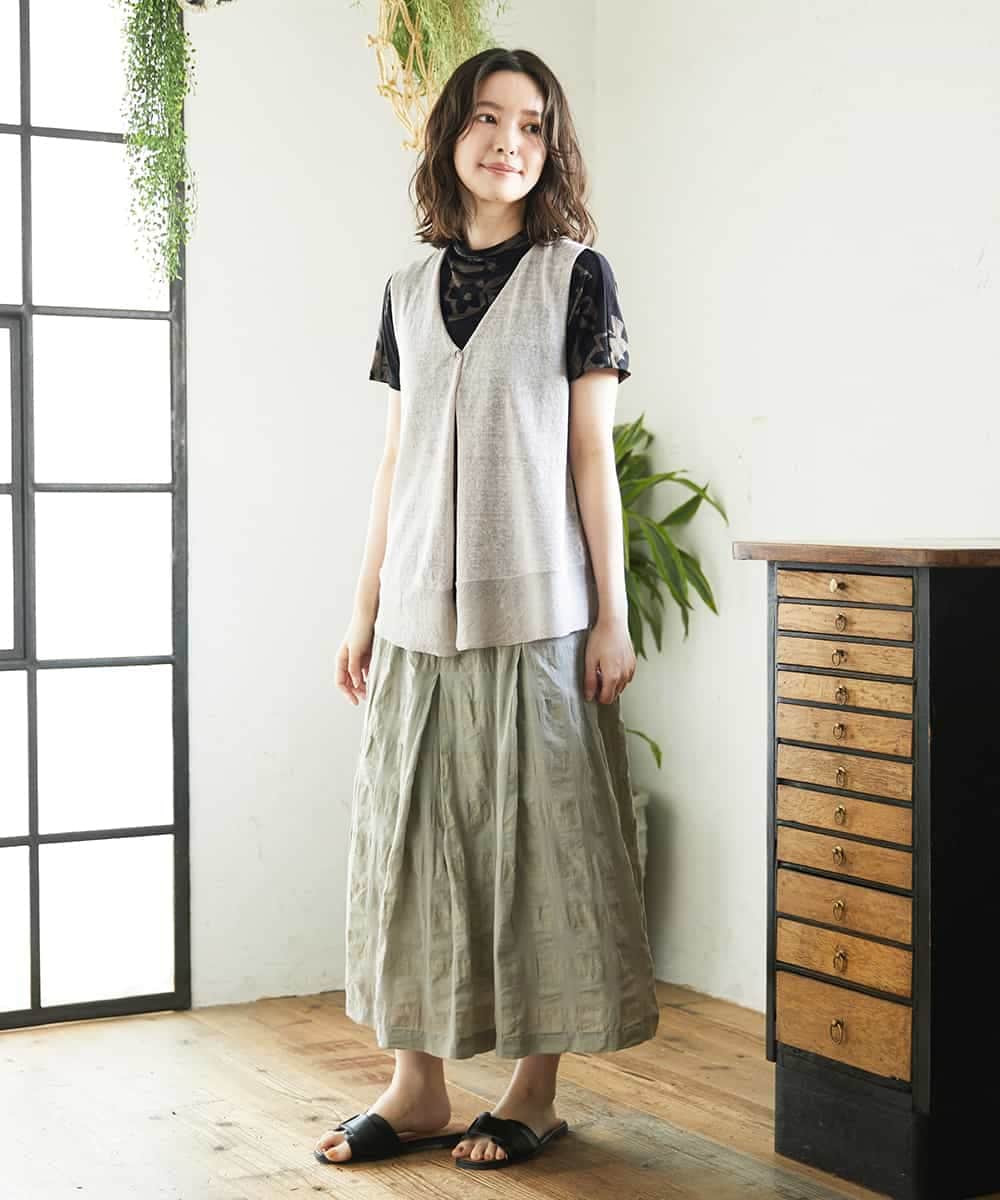 NHHGE53390 GIANNI LO GIUDICE(小さいサイズ)(メゾン ドゥ サンク) [セットアップ対応]シャドーチェックスカート グリーン
