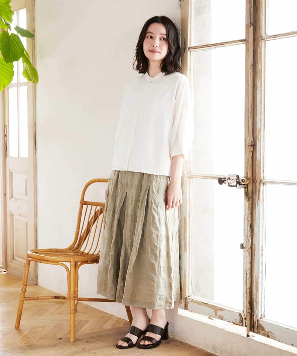 NHHGE53390 GIANNI LO GIUDICE(小さいサイズ)(メゾン ドゥ サンク) [セットアップ対応]シャドーチェックスカート グリーン