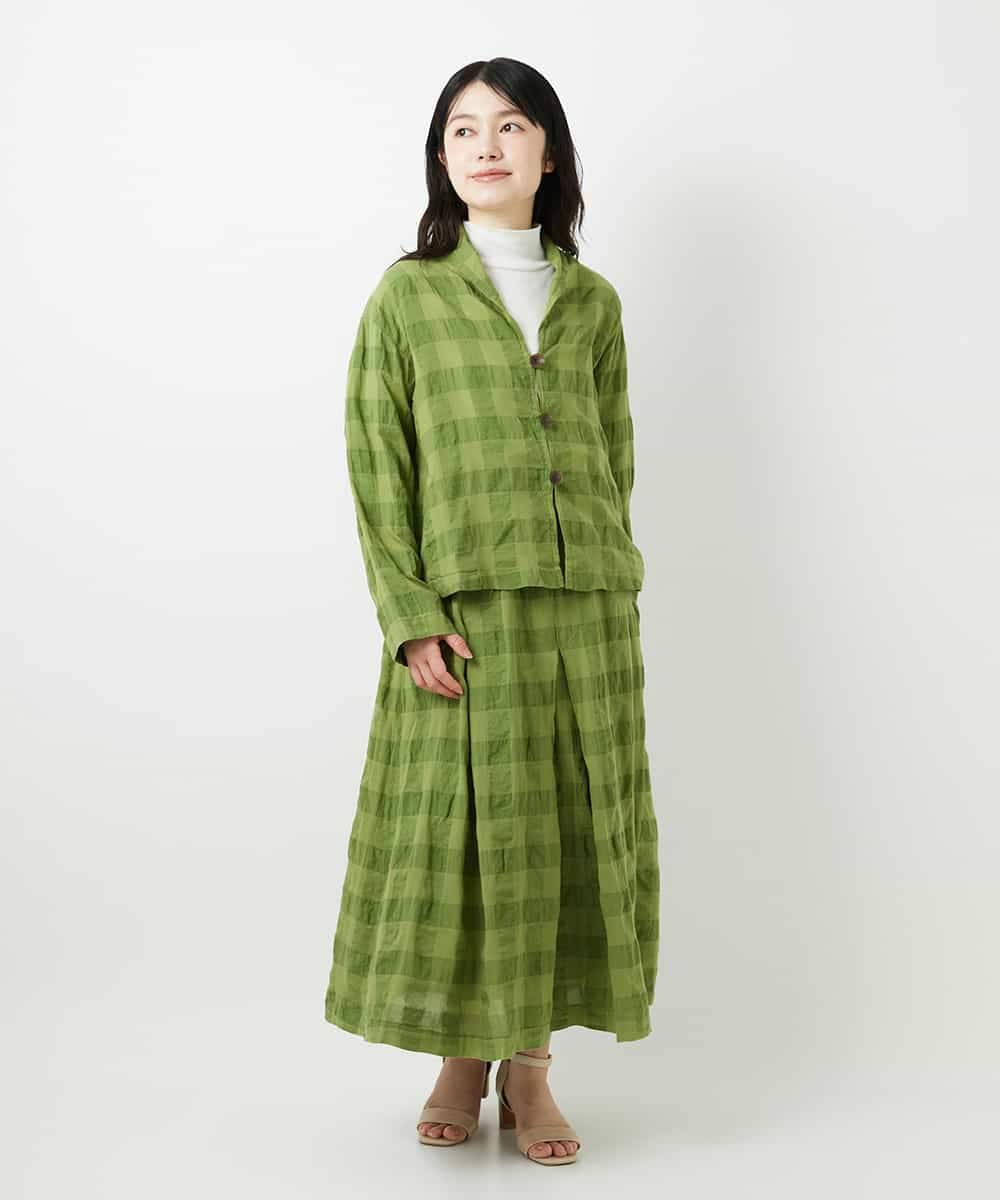 NHHGE53390 GIANNI LO GIUDICE(小さいサイズ)(メゾン ドゥ サンク) [セットアップ対応]シャドーチェックスカート グリーン