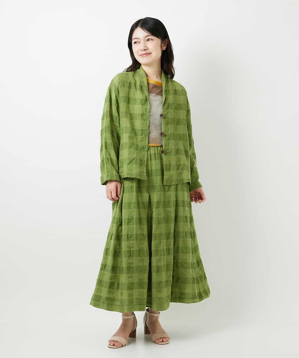 NHHGE53390 GIANNI LO GIUDICE(小さいサイズ)(メゾン ドゥ サンク) [セットアップ対応]シャドーチェックスカート グリーン