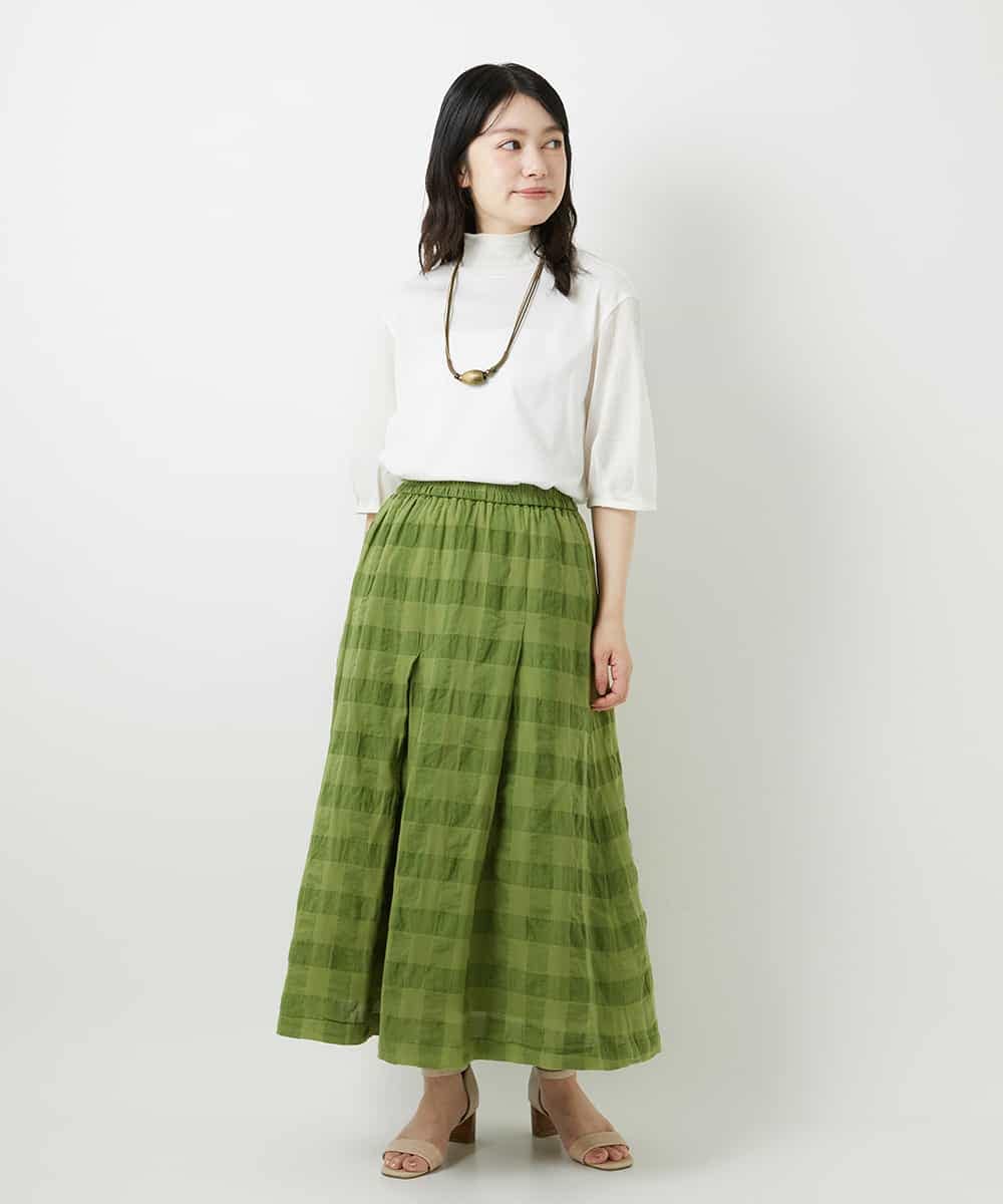 NHHGE53390 GIANNI LO GIUDICE(小さいサイズ)(メゾン ドゥ サンク) [セットアップ対応]シャドーチェックスカート グリーン