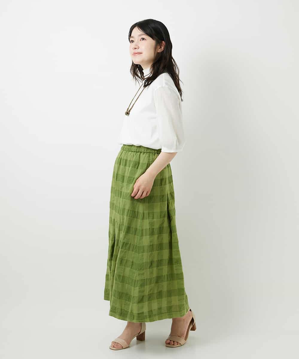 NHHGE53390 GIANNI LO GIUDICE(小さいサイズ)(メゾン ドゥ サンク) [セットアップ対応]シャドーチェックスカート グリーン