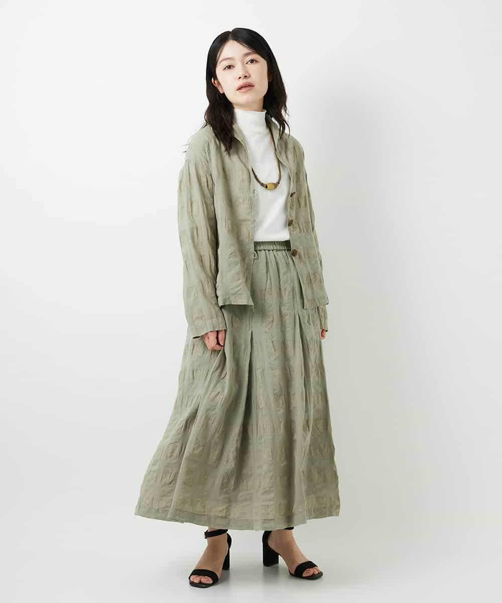 NHHGE53390 GIANNI LO GIUDICE(小さいサイズ)(メゾン ドゥ サンク) [セットアップ対応]シャドーチェックスカート グリーン