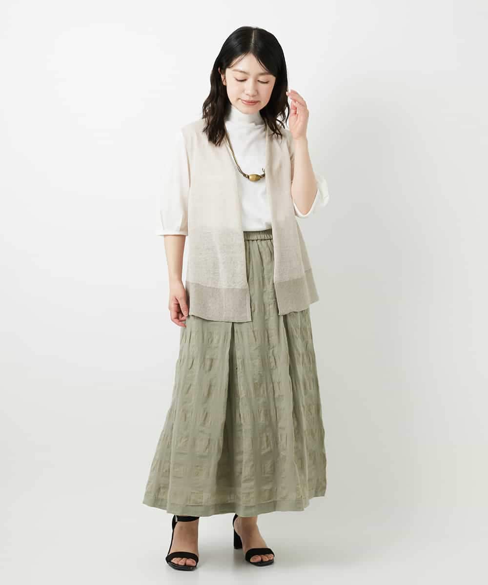 NHHGE53390 GIANNI LO GIUDICE(小さいサイズ)(メゾン ドゥ サンク) [セットアップ対応]シャドーチェックスカート グリーン