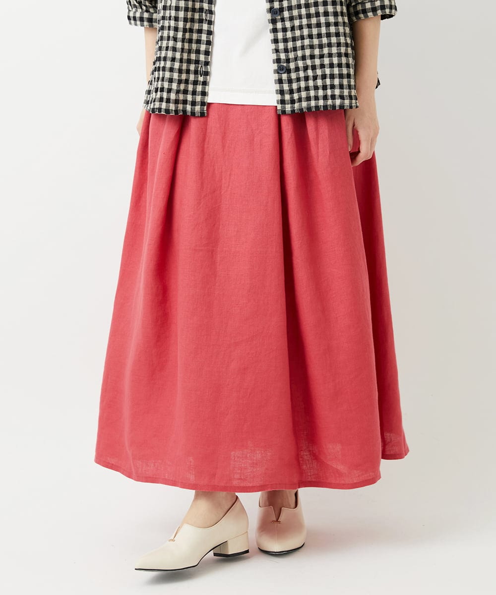 NHHGE84330 GIANNI LO GIUDICE(小さいサイズ)(メゾン ドゥ サンク) カラーリネン製品洗いスカート レッド