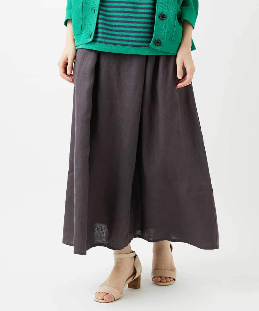 NHHGE84330 GIANNI LO GIUDICE(小さいサイズ)(メゾン ドゥ サンク) カラーリネン製品洗いスカート ダークグレー