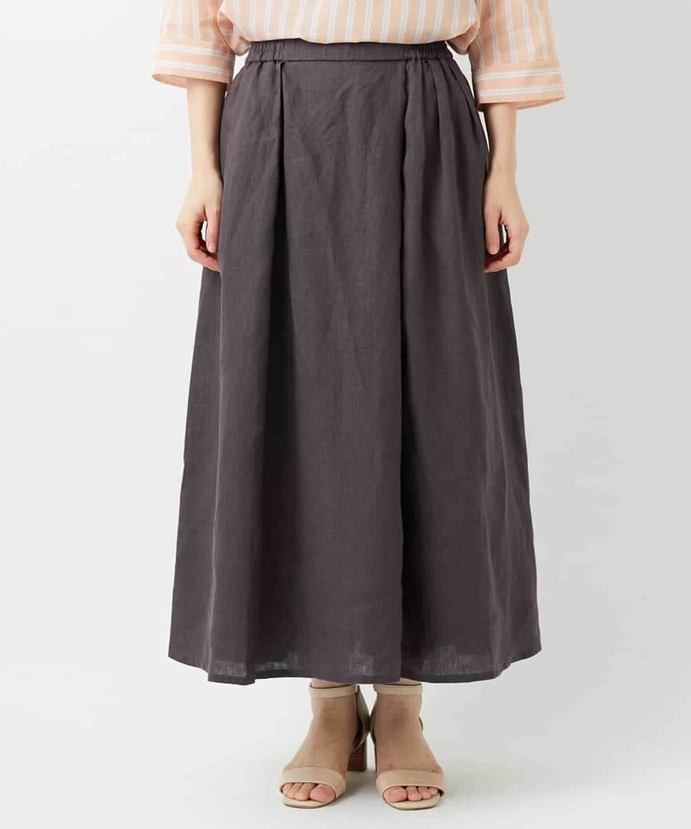 NHHGE84330 GIANNI LO GIUDICE(小さいサイズ)(メゾン ドゥ サンク) カラーリネン製品洗いスカート ダークグレー