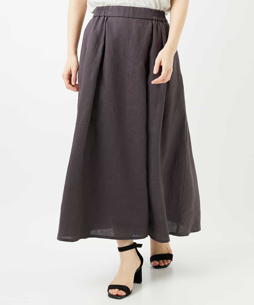 NHHGE84330 GIANNI LO GIUDICE(小さいサイズ)(メゾン ドゥ サンク) カラーリネン製品洗いスカート ダークグレー