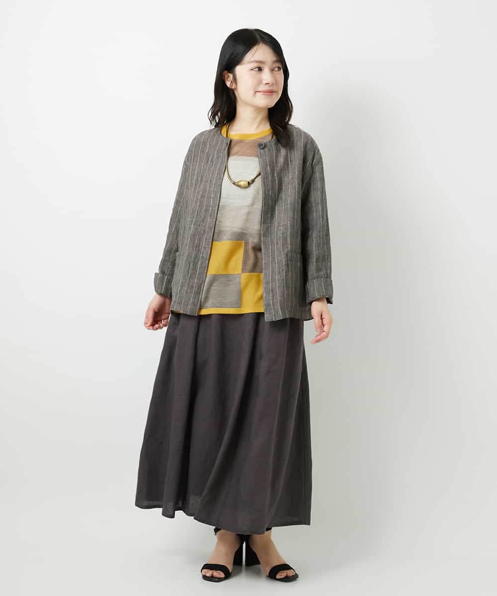 NHHGE84330 GIANNI LO GIUDICE(小さいサイズ)(メゾン ドゥ サンク) カラーリネン製品洗いスカート ダークグレー