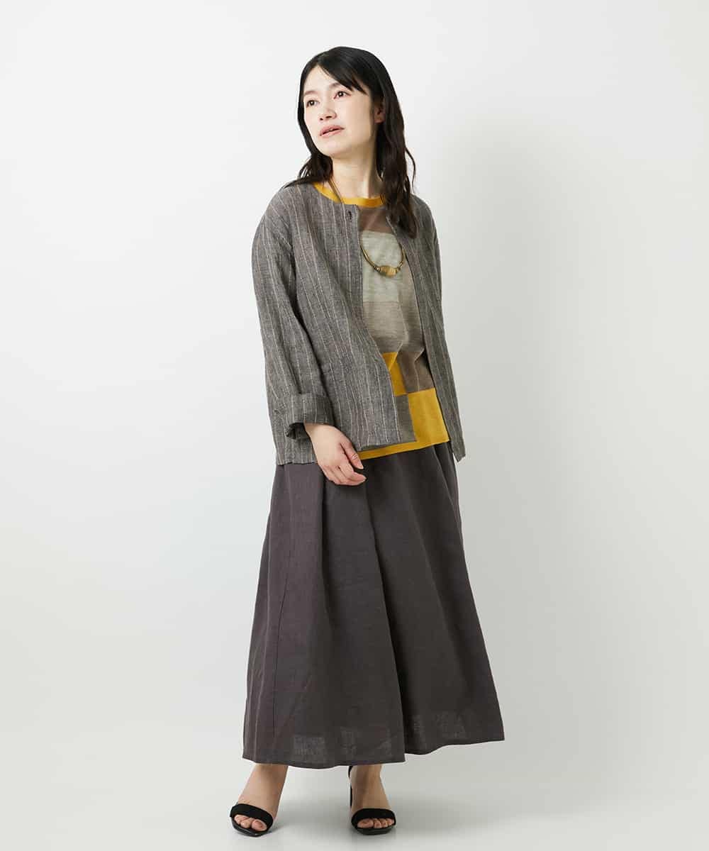 NHHGE84330 GIANNI LO GIUDICE(小さいサイズ)(メゾン ドゥ サンク) カラーリネン製品洗いスカート ダークグレー