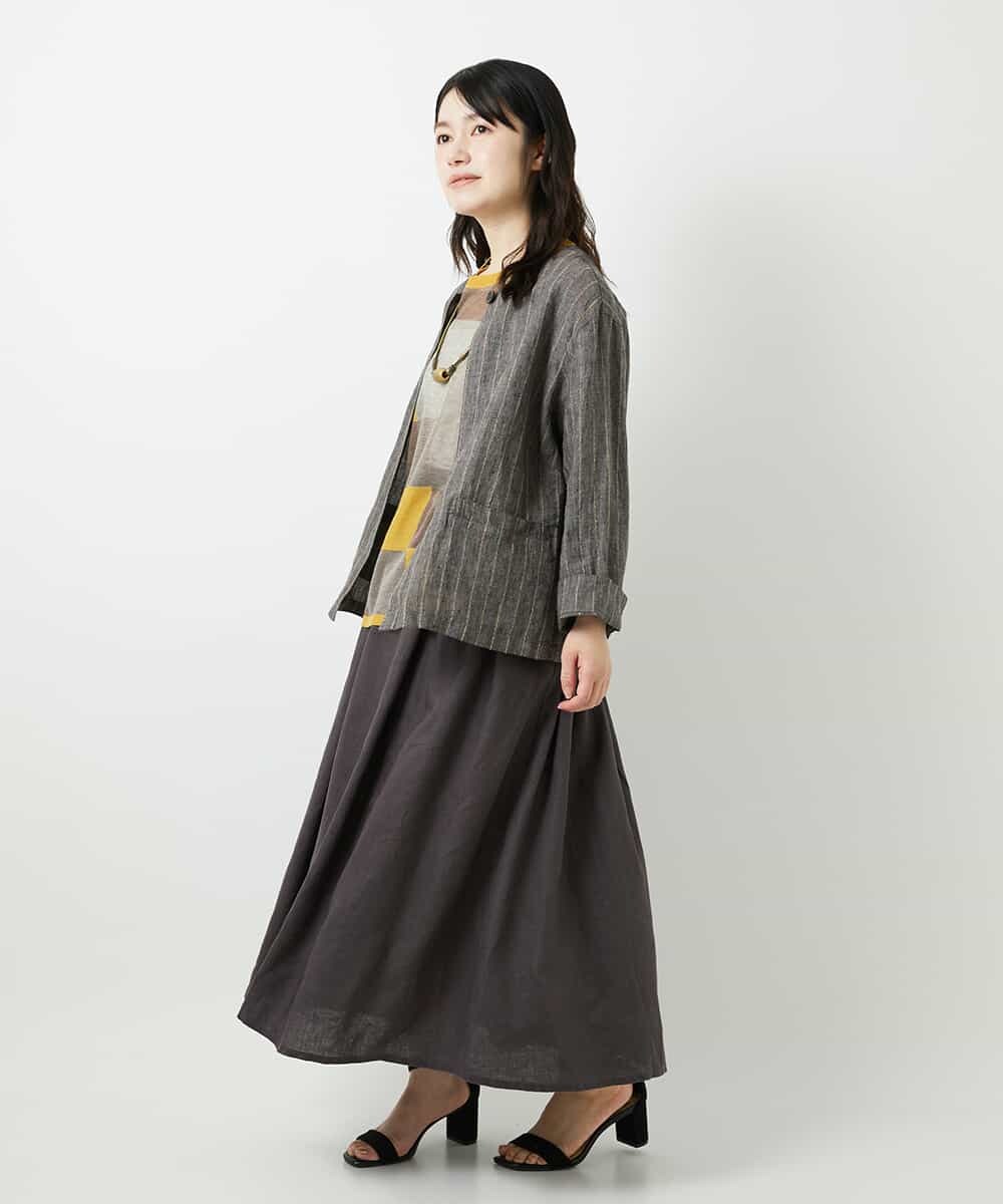 NHHGE84330 GIANNI LO GIUDICE(小さいサイズ)(メゾン ドゥ サンク) カラーリネン製品洗いスカート ダークグレー