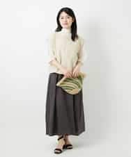 NHHGE84330 GIANNI LO GIUDICE(小さいサイズ)(メゾン ドゥ サンク) カラーリネン製品洗いスカート ダークグレー