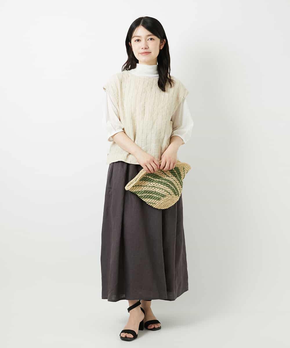 NHHGE84330 GIANNI LO GIUDICE(小さいサイズ)(メゾン ドゥ サンク) カラーリネン製品洗いスカート ダークグレー