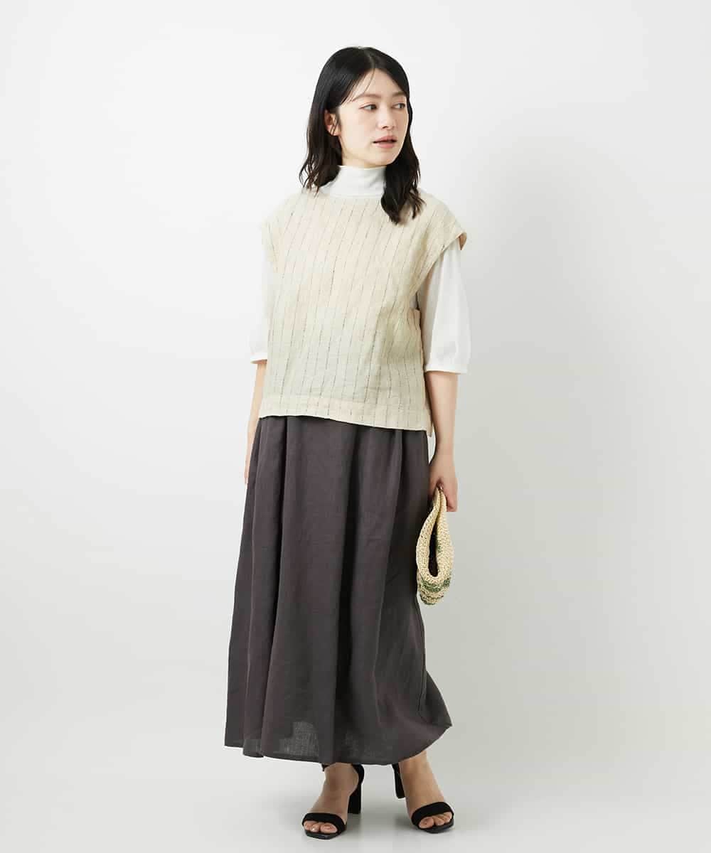 NHHGE84330 GIANNI LO GIUDICE(小さいサイズ)(メゾン ドゥ サンク) カラーリネン製品洗いスカート ダークグレー