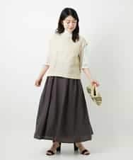 NHHGE84330 GIANNI LO GIUDICE(小さいサイズ)(メゾン ドゥ サンク) カラーリネン製品洗いスカート ダークグレー