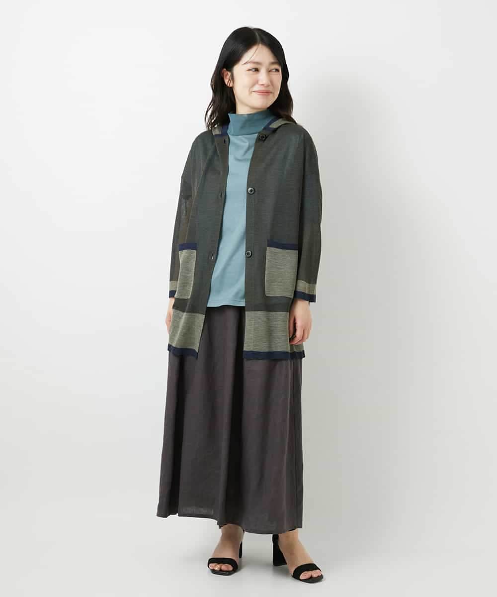 NHHGE84330 GIANNI LO GIUDICE(小さいサイズ)(メゾン ドゥ サンク) カラーリネン製品洗いスカート ダークグレー