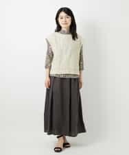 NHHGE84330 GIANNI LO GIUDICE(小さいサイズ)(メゾン ドゥ サンク) カラーリネン製品洗いスカート ダークグレー