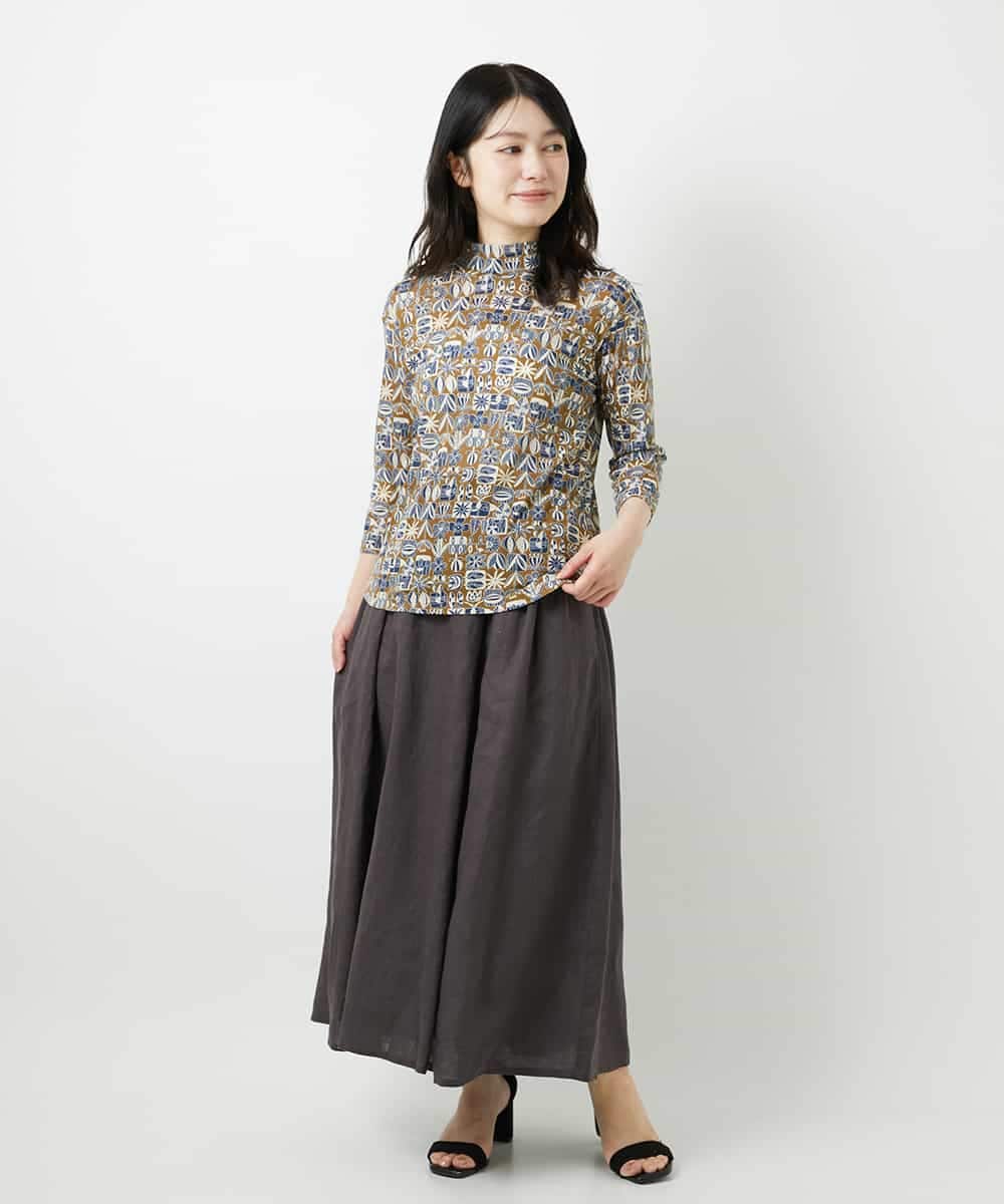 NHHGE84330 GIANNI LO GIUDICE(小さいサイズ)(メゾン ドゥ サンク) カラーリネン製品洗いスカート ダークグレー