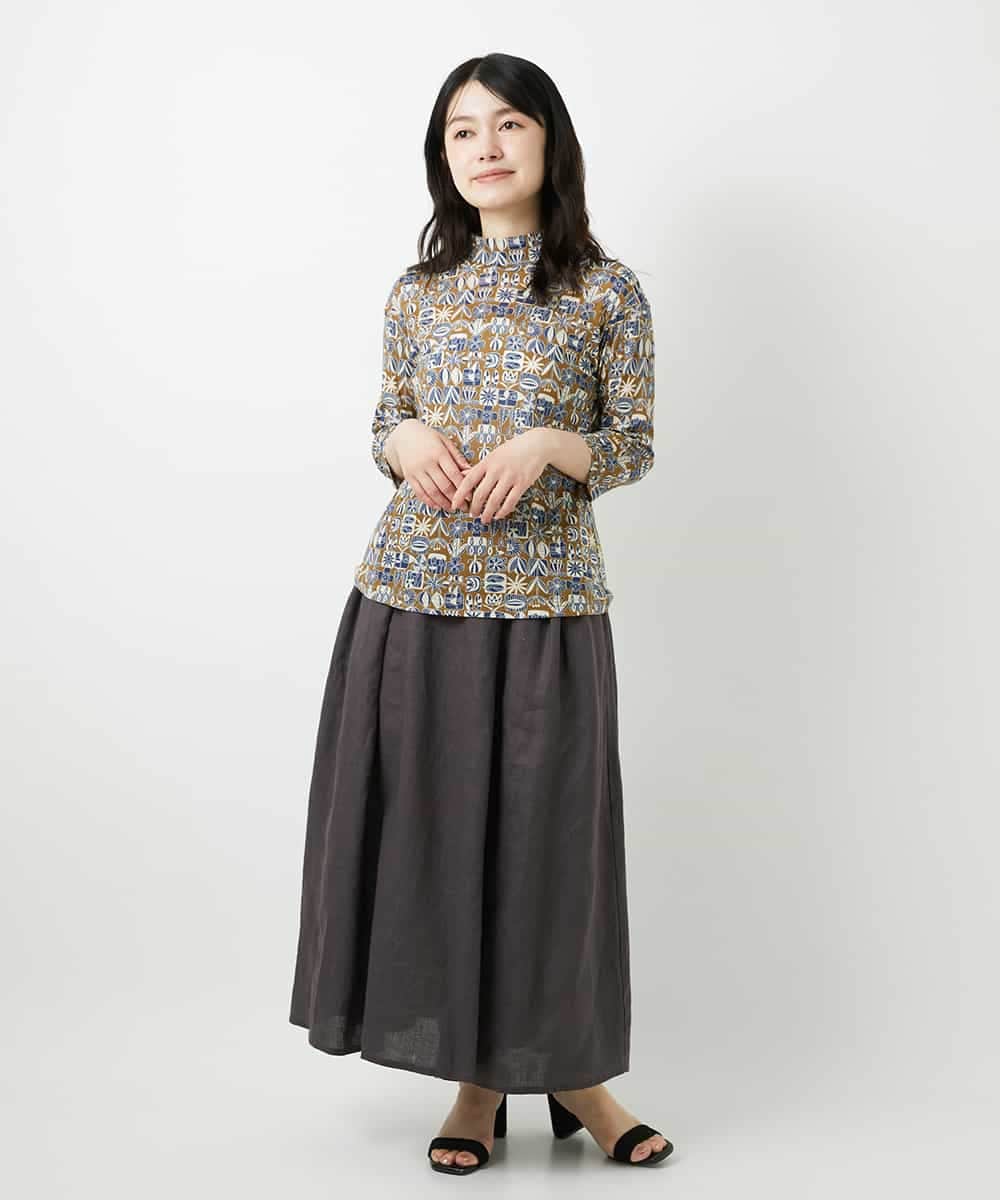NHHGE84330 GIANNI LO GIUDICE(小さいサイズ)(メゾン ドゥ サンク) カラーリネン製品洗いスカート ダークグレー