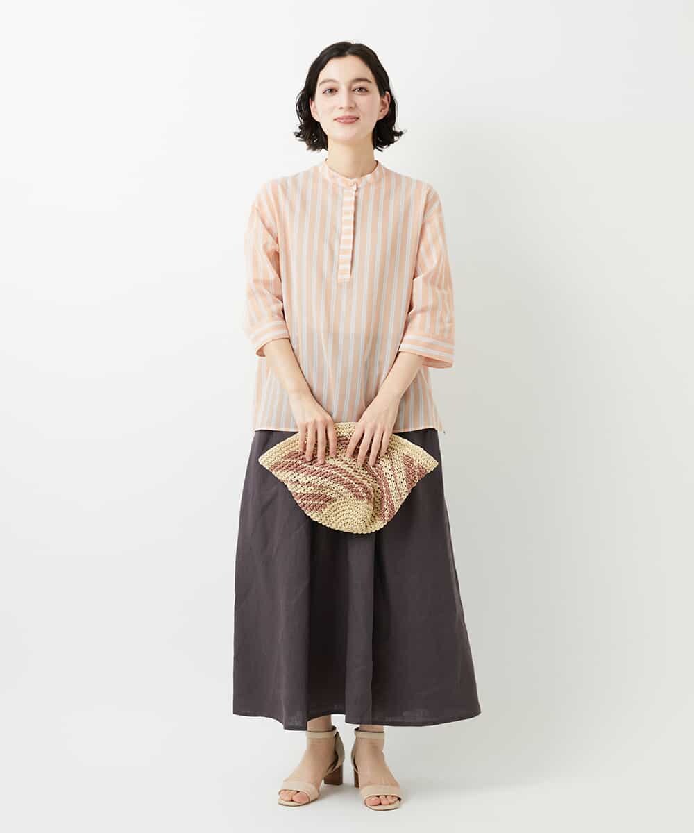 NHHGE84330 GIANNI LO GIUDICE(小さいサイズ)(メゾン ドゥ サンク) カラーリネン製品洗いスカート ダークグレー