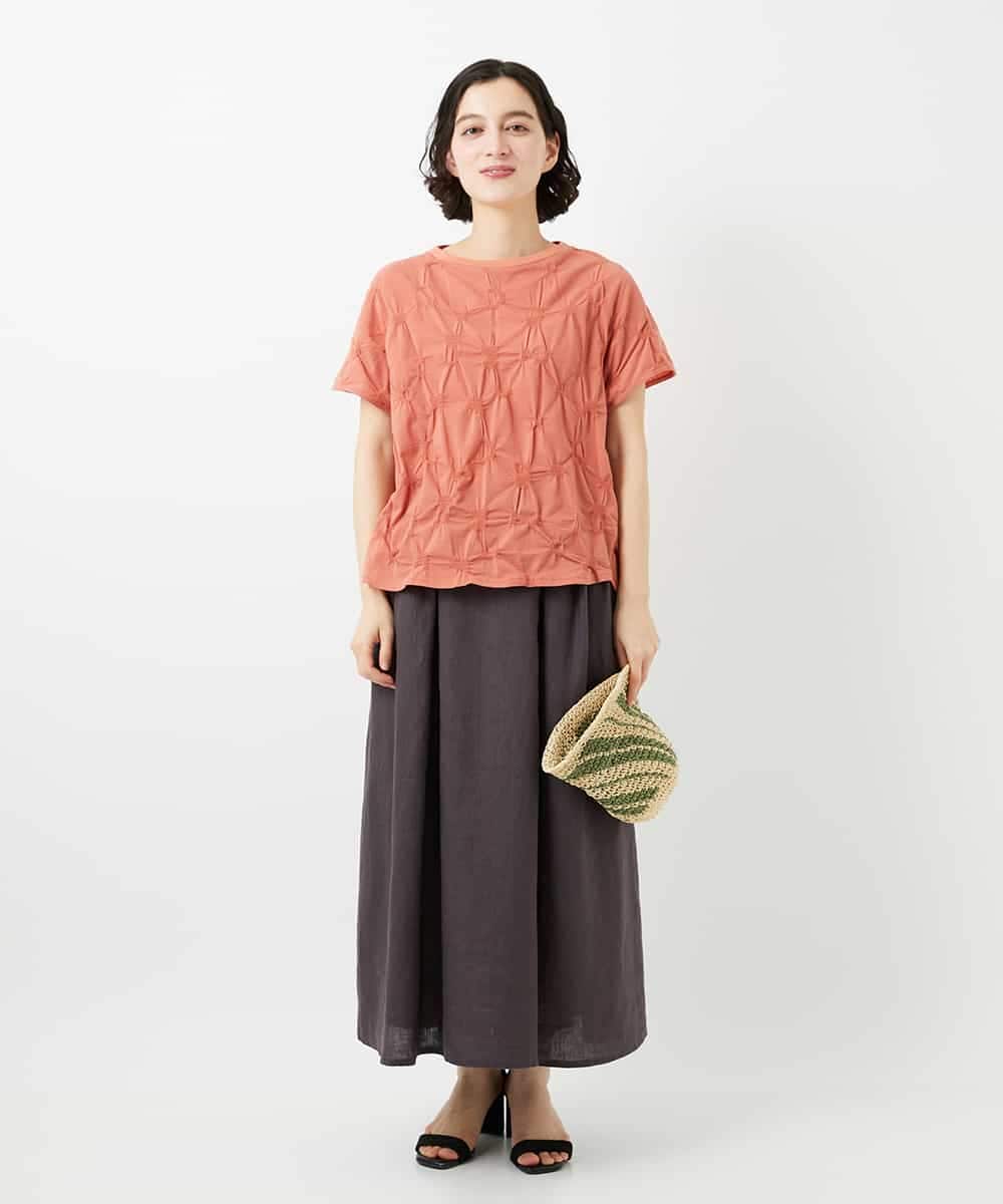 NHHGE84330 GIANNI LO GIUDICE(小さいサイズ)(メゾン ドゥ サンク) カラーリネン製品洗いスカート ダークグレー