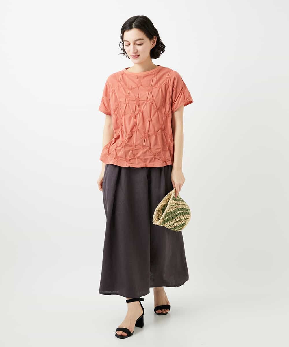 NHHGE84330 GIANNI LO GIUDICE(小さいサイズ)(メゾン ドゥ サンク) カラーリネン製品洗いスカート ダークグレー