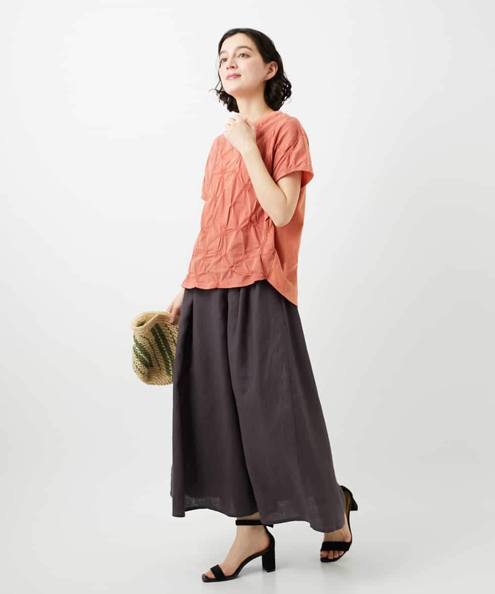 NHHGE84330 GIANNI LO GIUDICE(小さいサイズ)(メゾン ドゥ サンク) カラーリネン製品洗いスカート ダークグレー