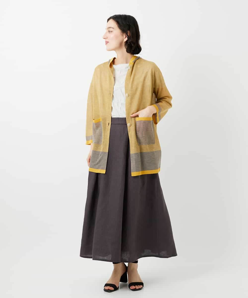 NHHGE84330 GIANNI LO GIUDICE(小さいサイズ)(メゾン ドゥ サンク) カラーリネン製品洗いスカート ダークグレー