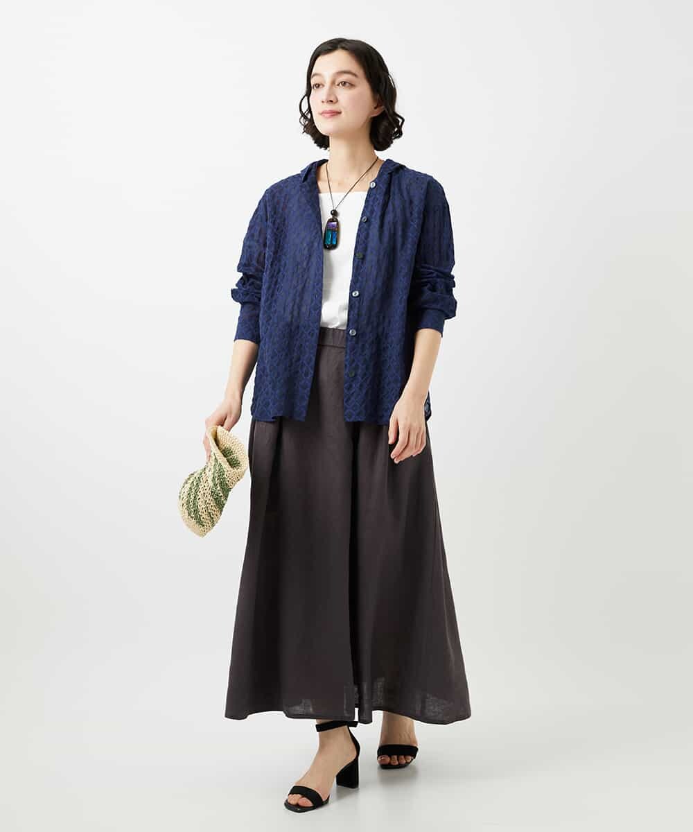 NHHGE84330 GIANNI LO GIUDICE(小さいサイズ)(メゾン ドゥ サンク) カラーリネン製品洗いスカート ダークグレー