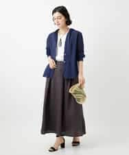 NHHGE84330 GIANNI LO GIUDICE(小さいサイズ)(メゾン ドゥ サンク) カラーリネン製品洗いスカート ダークグレー