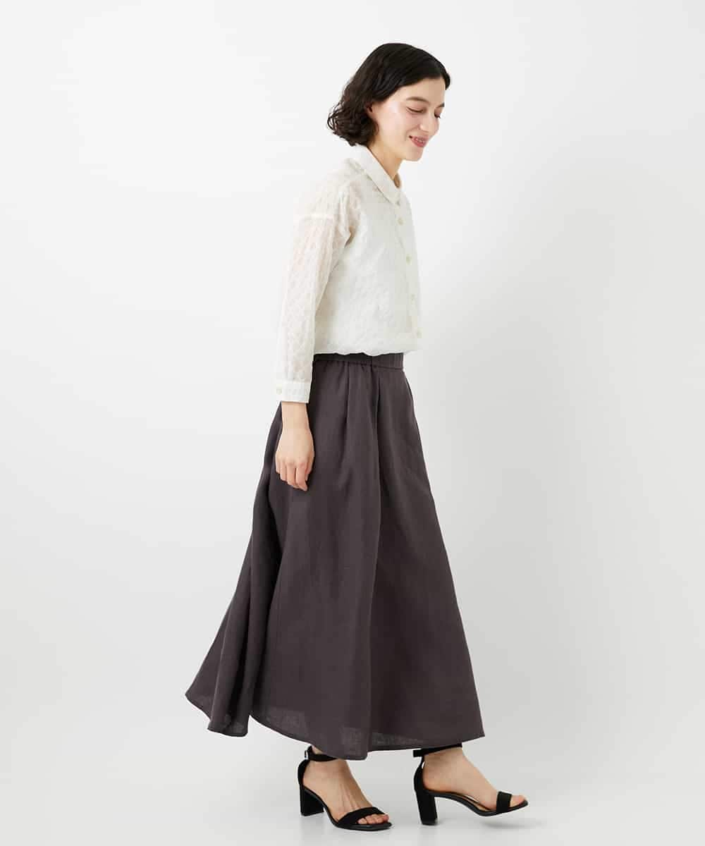 NHHGE84330 GIANNI LO GIUDICE(小さいサイズ)(メゾン ドゥ サンク) カラーリネン製品洗いスカート ダークグレー