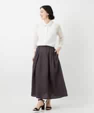 NHHGE84330 GIANNI LO GIUDICE(小さいサイズ)(メゾン ドゥ サンク) カラーリネン製品洗いスカート ダークグレー