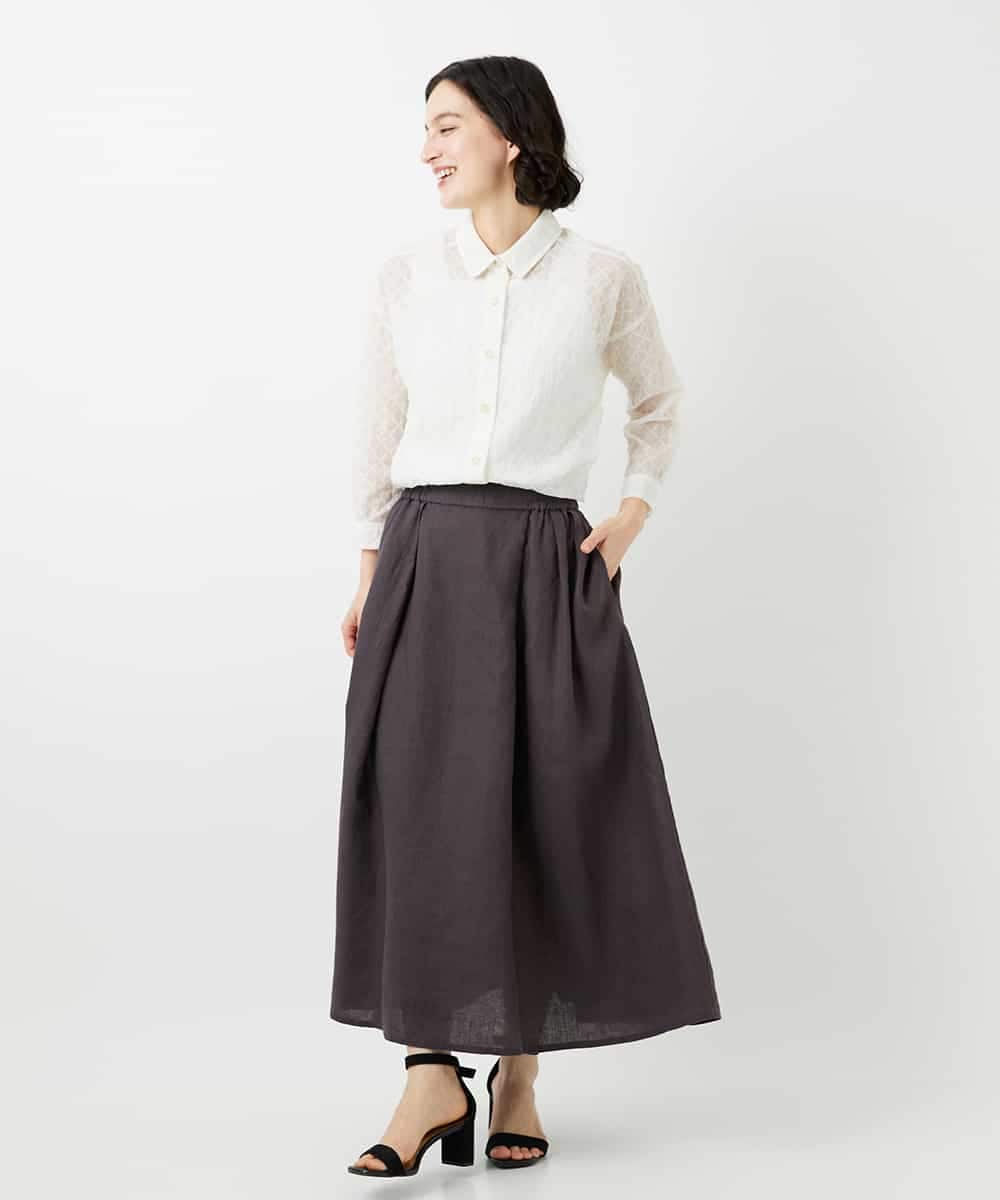 NHHGE84330 GIANNI LO GIUDICE(小さいサイズ)(メゾン ドゥ サンク) カラーリネン製品洗いスカート ダークグレー