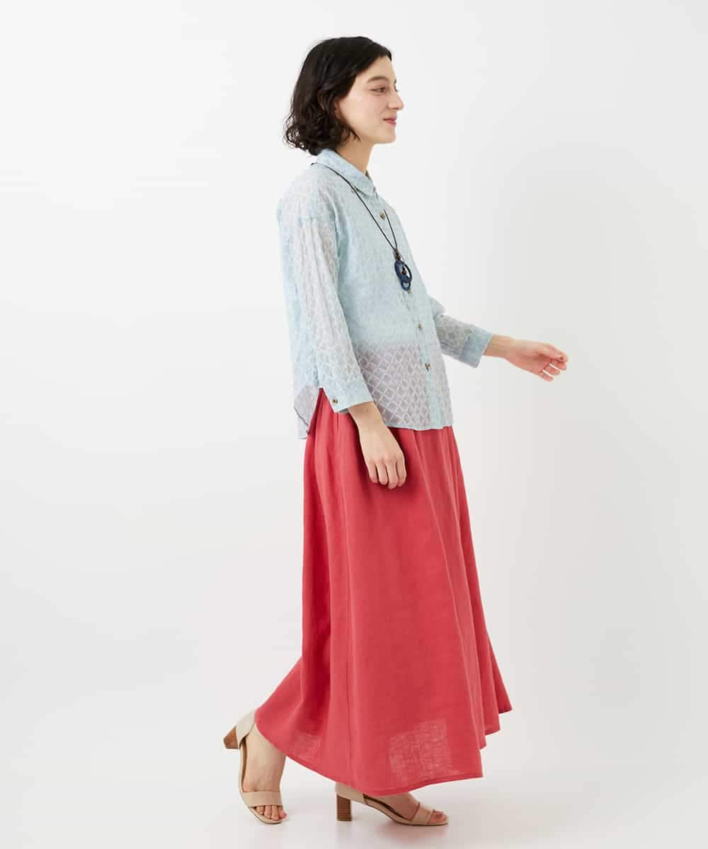 NHHGE84330 GIANNI LO GIUDICE(小さいサイズ)(メゾン ドゥ サンク) カラーリネン製品洗いスカート ダークグレー