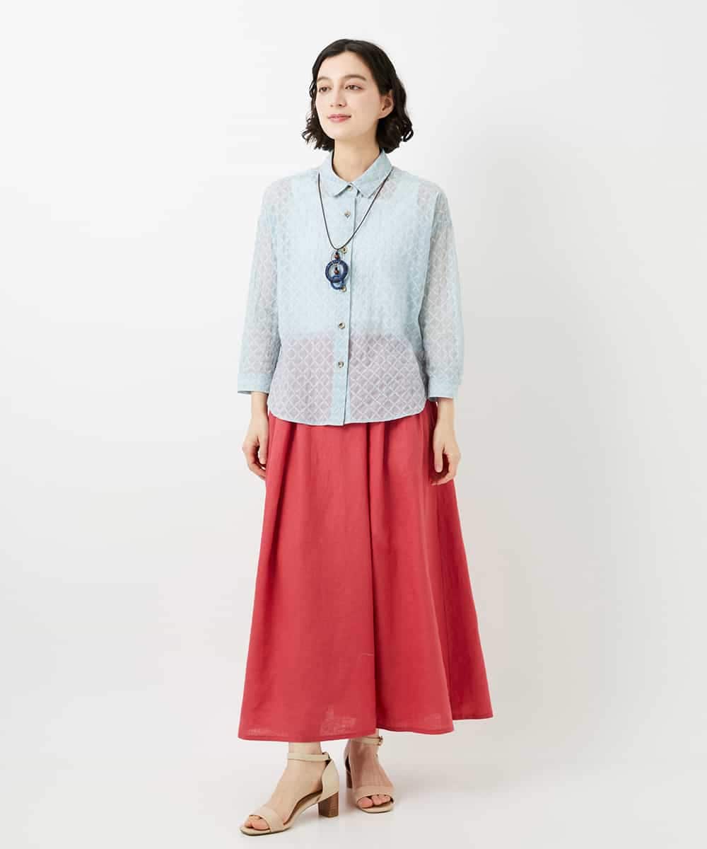 NHHGE84330 GIANNI LO GIUDICE(小さいサイズ)(メゾン ドゥ サンク) カラーリネン製品洗いスカート ダークグレー