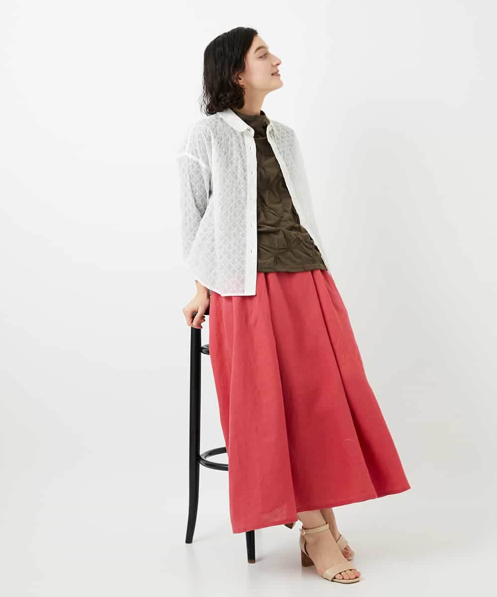 NHHGE84330 GIANNI LO GIUDICE(小さいサイズ)(メゾン ドゥ サンク) カラーリネン製品洗いスカート ダークグレー