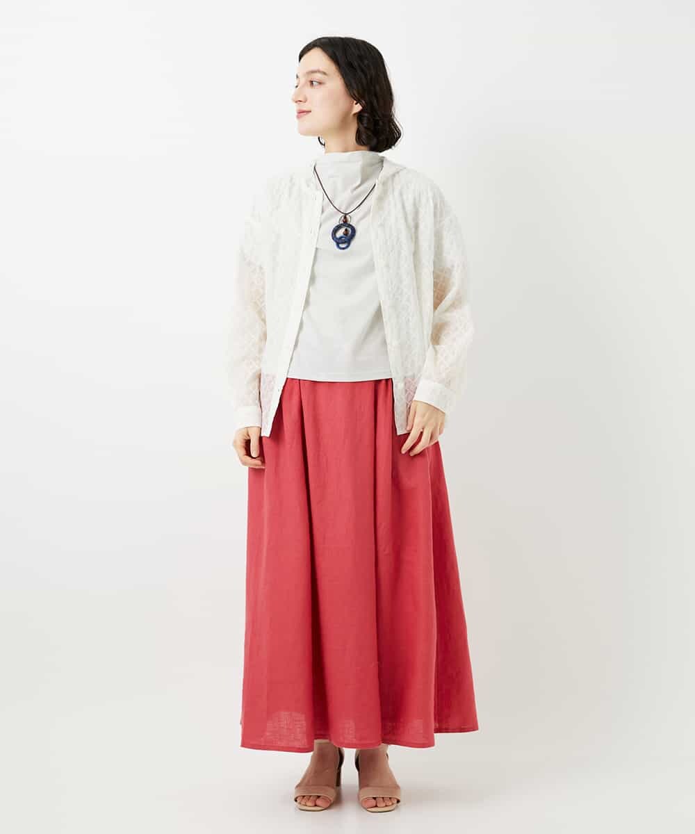 NHHGE84330 GIANNI LO GIUDICE(小さいサイズ)(メゾン ドゥ サンク) カラーリネン製品洗いスカート ダークグレー