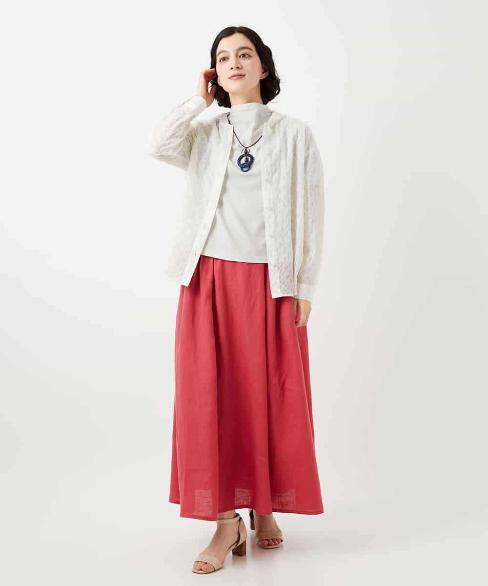 NHHGE84330 GIANNI LO GIUDICE(小さいサイズ)(メゾン ドゥ サンク) カラーリネン製品洗いスカート ダークグレー
