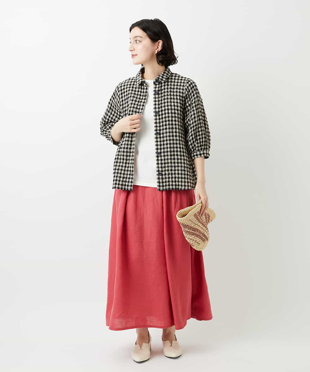 NHHGE84330 GIANNI LO GIUDICE(小さいサイズ)(メゾン ドゥ サンク) カラーリネン製品洗いスカート ダークグレー