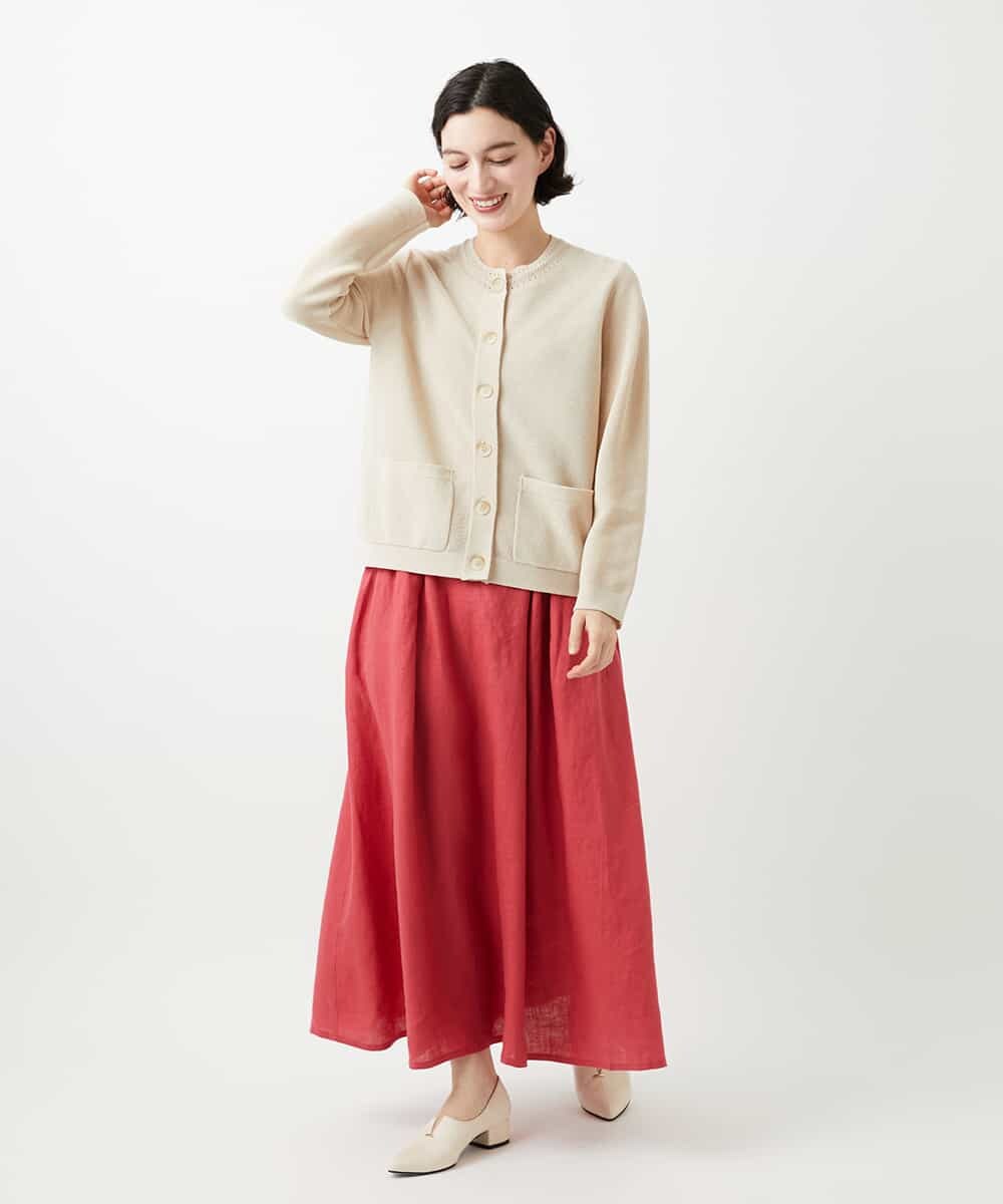 NHHGE84330 GIANNI LO GIUDICE(小さいサイズ)(メゾン ドゥ サンク) カラーリネン製品洗いスカート ダークグレー