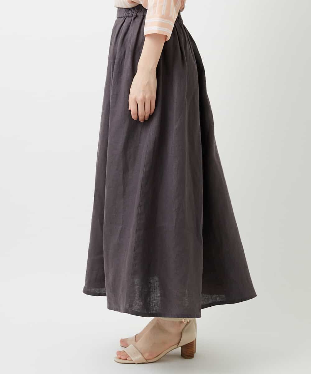 NHHGE84330 GIANNI LO GIUDICE(小さいサイズ)(メゾン ドゥ サンク) カラーリネン製品洗いスカート ダークグレー