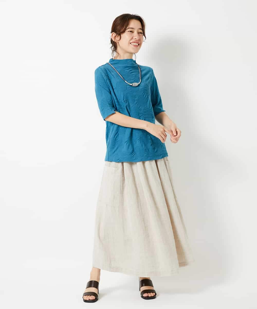 NHHHD66300 GIANNI LO GIUDICE(小さいサイズ)(メゾン ドゥ サンク) 麻ストライプスカート ベージュ