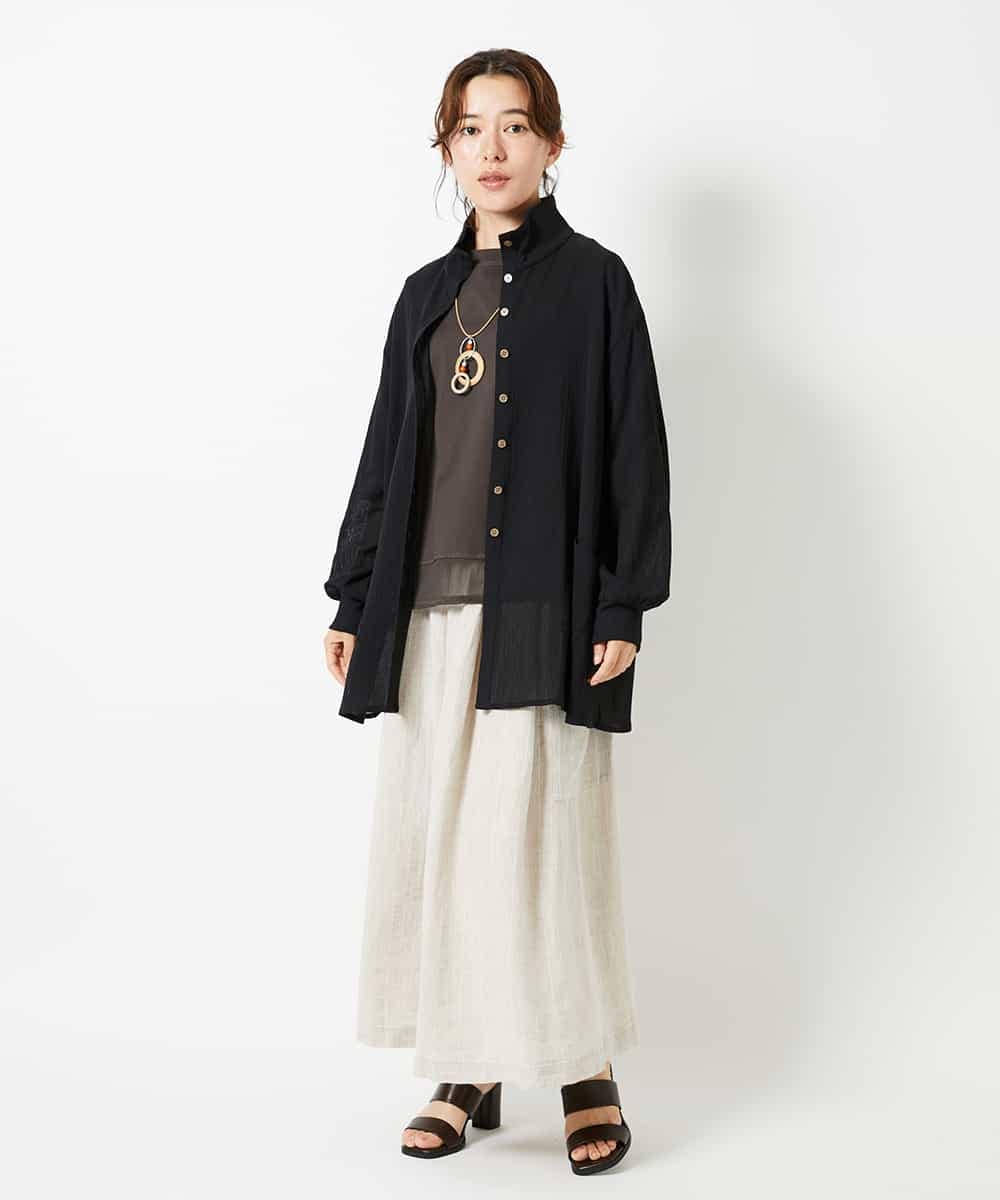 NHHHD66300 GIANNI LO GIUDICE(小さいサイズ)(メゾン ドゥ サンク) 麻ストライプスカート ベージュ