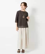 NHHHD66300 GIANNI LO GIUDICE(小さいサイズ)(メゾン ドゥ サンク) 麻ストライプスカート ベージュ