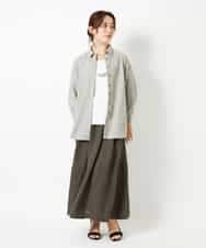 NHHHD66300 GIANNI LO GIUDICE(小さいサイズ)(メゾン ドゥ サンク) 麻ストライプスカート ベージュ
