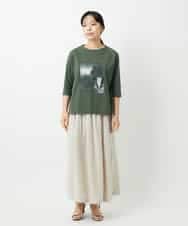 NHHHD66300 GIANNI LO GIUDICE(小さいサイズ)(メゾン ドゥ サンク) 麻ストライプスカート ベージュ