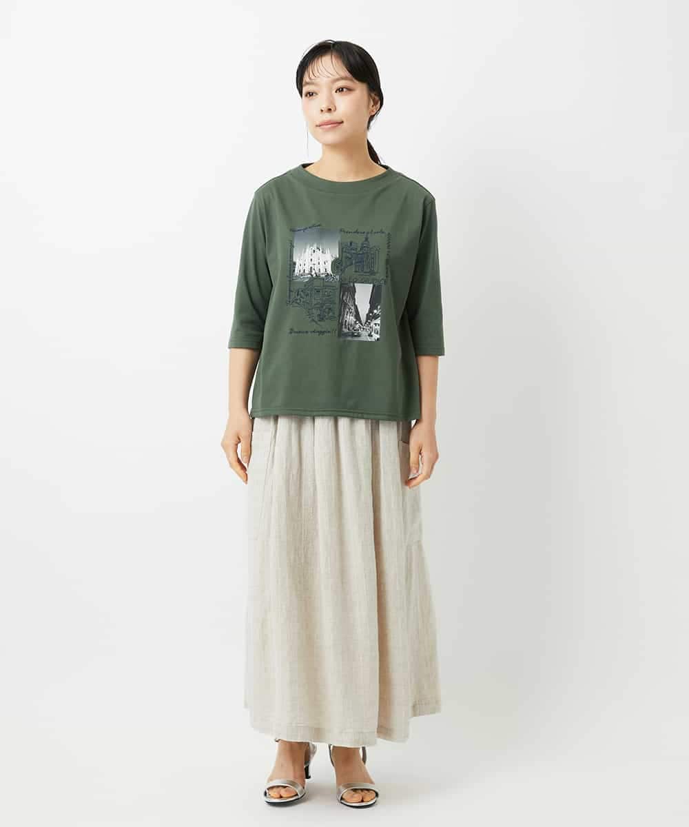NHHHD66300 GIANNI LO GIUDICE(小さいサイズ)(メゾン ドゥ サンク) 麻ストライプスカート ベージュ