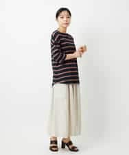 NHHHD66300 GIANNI LO GIUDICE(小さいサイズ)(メゾン ドゥ サンク) 麻ストライプスカート ベージュ