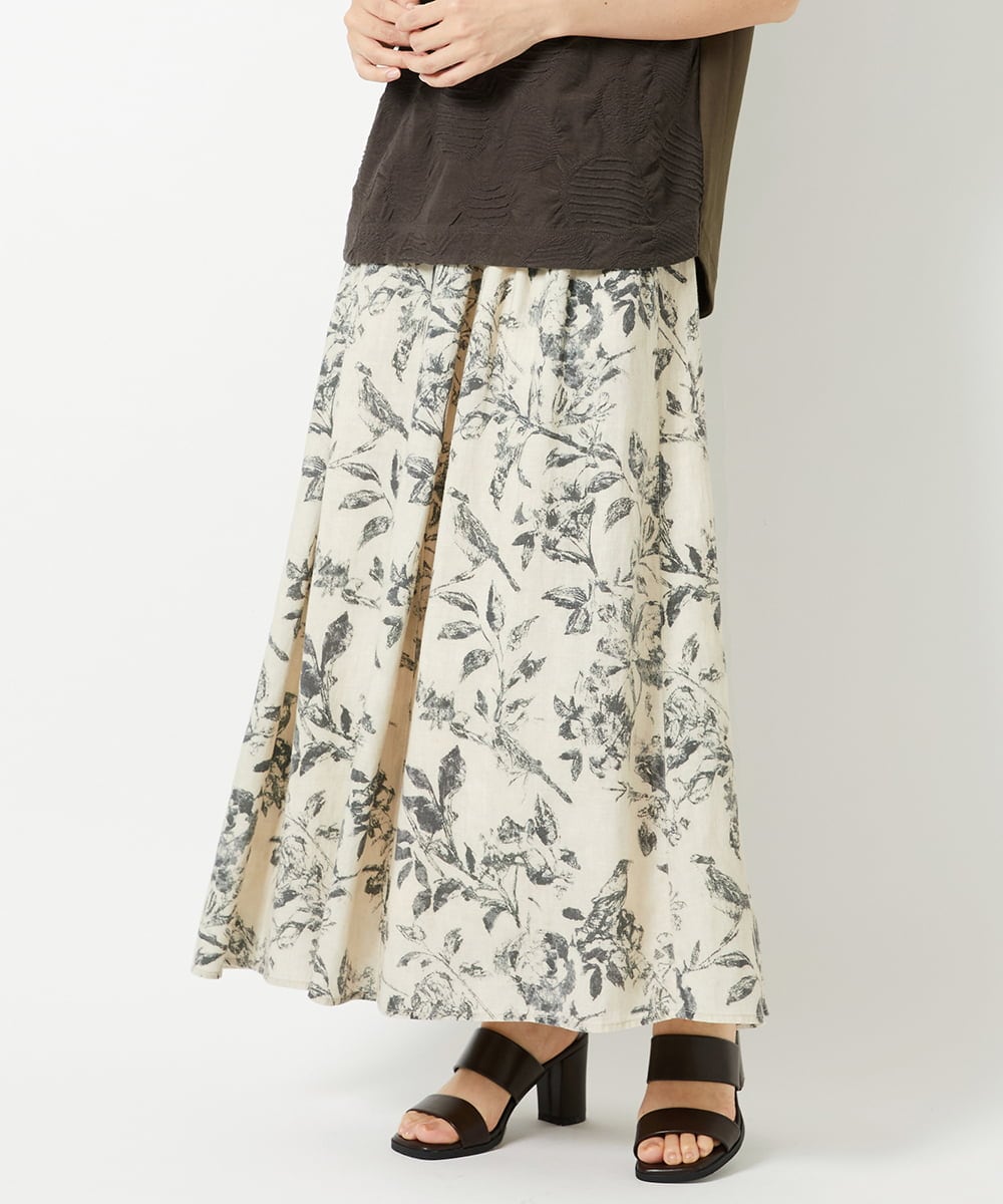 NHHHF91290 GIANNI LO GIUDICE(小さいサイズ)(メゾン ドゥ サンク) 淡彩フラワープリントスカート ベージュ